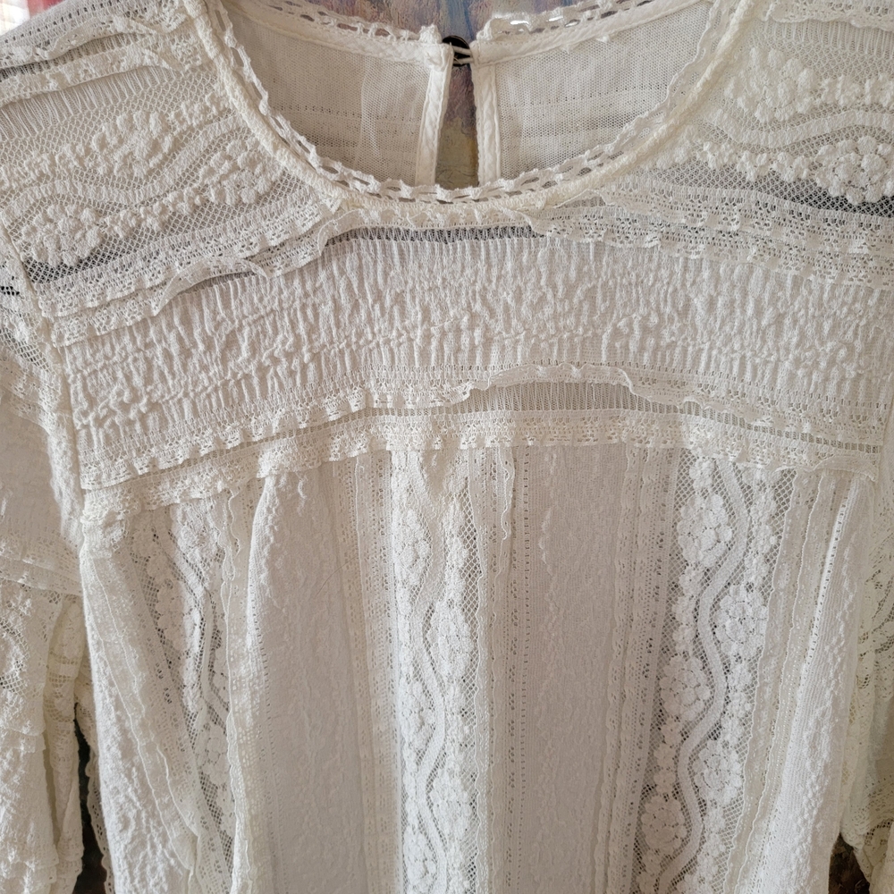 Anthropologie Victorian Cream Lace Blouse - Picture 3 of 7